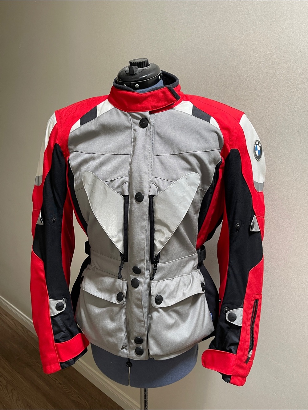 BMW Women's Textile Motorcycle Jacket in Red, Gray & Black